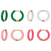 ANATTASOUL 4 Pairs 4 Color Golden 304 Stainless Steel Huggie Hoop Earrings with Enamel EJEW-AN0004-69-1