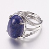 Natural Lapis Lazuli Wide Band Finger Rings X-RJEW-K224-A15-1