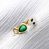 304 Stainless Steel with Rhinestone and Glass Cuff Rings RJEW-Q020-04G-1