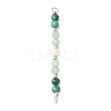 Faceted Round Natural Green Aventurinee & Malachite & Potato Natural Cultured Freshwater Pearl Beaded Connector Charms PALLOY-JF03532-03-1