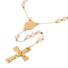 Ion Plating(IP) Crucifix Cross 304 Stainless Steel Rosary Bead Necklaces NJEW-M075-03G-02-2
