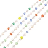 Faceted Cube Glass & ABS Plastic Imitation Pearl Beaded Chains CHS-G026-02KCG-03-1-1