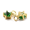 Brass Cubic Zirconia Charms KK-A156-05G-RS-4