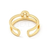 Ring with Letter H Pattern Brass Micro Pave Clear Cubic Zirconia Open Cuff Rings RJEW-G309-21G-3