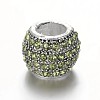 Antique Silver Plated Alloy Rhinestone European Beads CPDL-E036-E-2