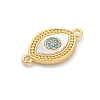 Brass Micro Pave Clear Cubic Zirconia Connector Charms KK-M303-04G-01-2