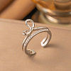 Brass Micro Pave Cubic Zirconia Cuff Open Rings WG42F2E-01-1