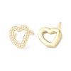 Plastic Imitation Pearl Beaded Hollow Out Heart Stud Earrings EJEW-F306-02G-2
