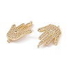 Brass Micro Pave Clear Cubic Zirconia Connector Charms KK-E068-VC077-3