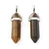 2Pcs Natural Tiger Eye Double Terminated Pointed Pendants G-YW0002-05A-2