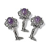 Angel Brass Natural Amethyst Pendants KK-D361-02AS-27-1