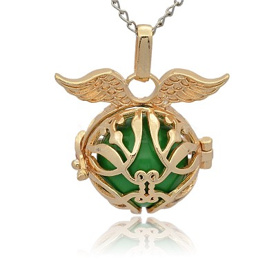 Golden Tone Brass Cage Pendants KK-J213-15G-1