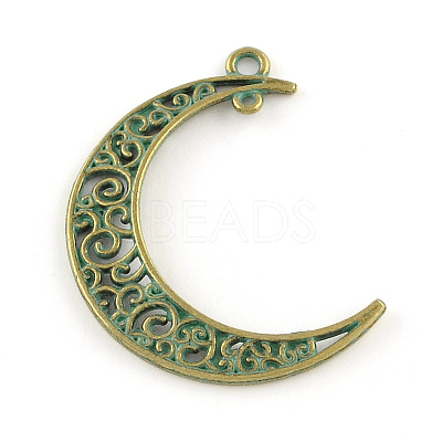 Moon Zinc Alloy Hollow  2-Loop Link Pendants X-PALLOY-R065-088-FF-1