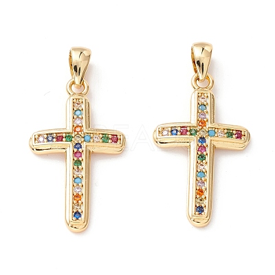 Brass Micro Pave Colorful Cubic Zirconia Pendants ZIRC-Z019-17G-NR-1