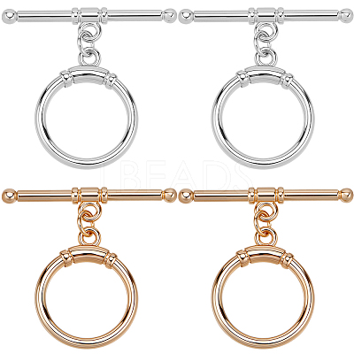 10Pcs 2 Colors Brass Toggle Clasps KK-BBC0021-22B-1