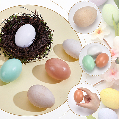 5Pcs 5 Colors Wood Egg Shape Toy WOOD-SP0001-92-1