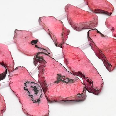 Dyed Natural Agate Nuggets Beads Strands G-E331-08G-1