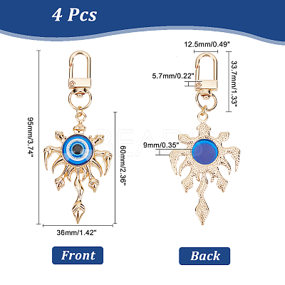 4Pcs Evil Eye Resin Pendant Decorations KEYC-AR0001-26-1
