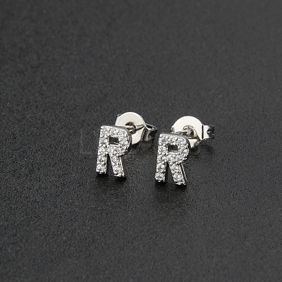 Brass Micro Pave Clear Cubic Zirconia Stud Earrings FS-WGC2F12-18-1