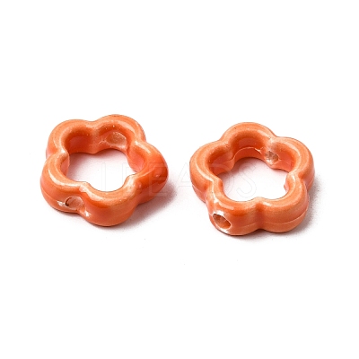 Flower Hollow Glazed Porcelain Bead Frame PORC-A034-09J-1