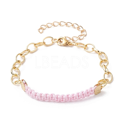 Waxed Cotton Cords Braided Link Bracelets BJEW-JB09963-01-1