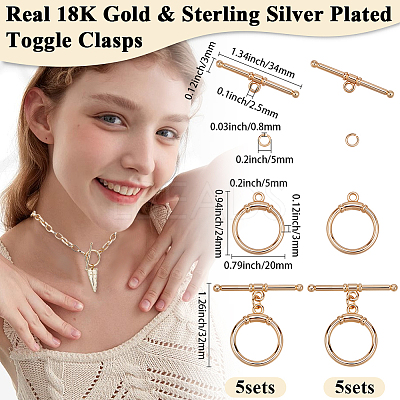 10Pcs 2 Colors Brass Toggle Clasps KK-BBC0021-22B-1