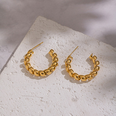 Twist C-Shaped 304 Stainless Steel Stud Earrings RC9217-1