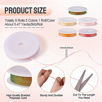 25M 5 Colors Braided Polyester Cord OCOR-TA0003-44B-1