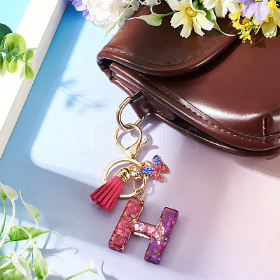 Alloy Resin Butterfly Keychains KEYC-TADJ0002-02G-H-1