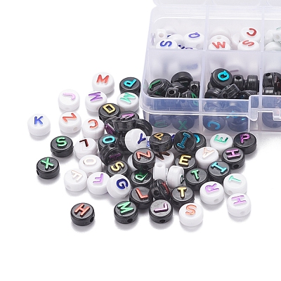 180Pcs 10 Style Opaque Black Acrylic Beads MACR-YW0001-53-1