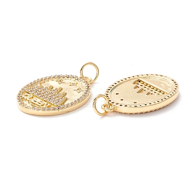 Brass Micro Pave Clear Cubic Zirconia Pendants ZIRC-Z019-07G-NR-1