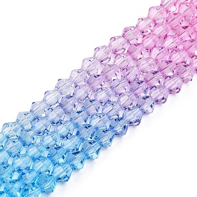 Gradient Color Baking Paint Glass Bead Strands LS-DGLA-A039-T6mm-A06-1