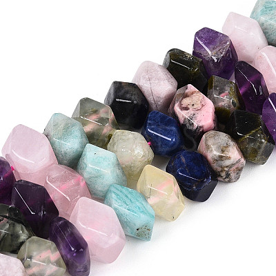 Natural Sodalite & Rhodonite & Prehnite & Amethyst & Rose Quartz & Flower Amazonite & Sunstone Beads Strands G-N358-01A-01-1