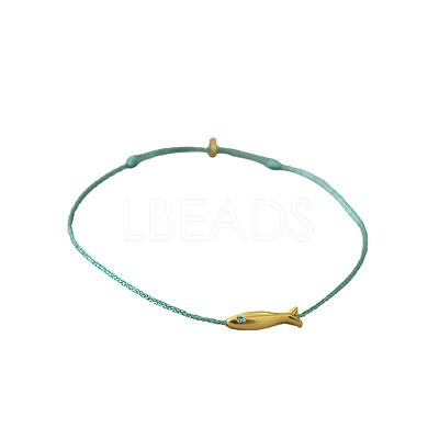 Adjustable Brass Fish Braided Bead Anklets WGBBA61-01-1