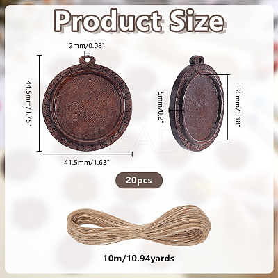 20Pcs Wooden Pendant Cabochon Settings WOOD-AR0001-55-1