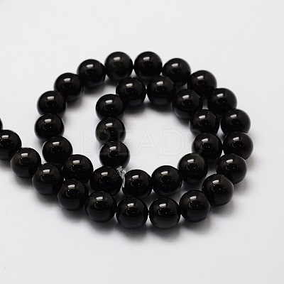 Natural Obsidian Round Beads Strands G-E329-8mm-37-1
