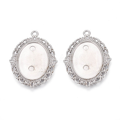 Non-Tarnish 304 Stainless Steel Pendant Cabochon Settings STAS-N114-02P-1