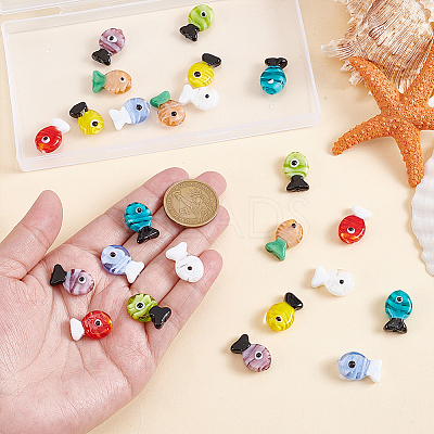 24Pcs 8 Colors Handmade Lampwork Beads LAMP-GA0001-23-1