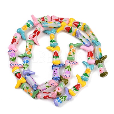 Boot Baking Paint Glass Enamel  Beads LAMP-C020-02-1