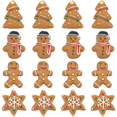48Pcs 4 Styles Christmas Plastic Cabochons FIND-SC0011-29-1