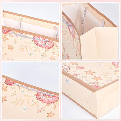 1Pc Flower Printed Paper Gift Bags with Rope Handle ABAG-SP0001-30C-1