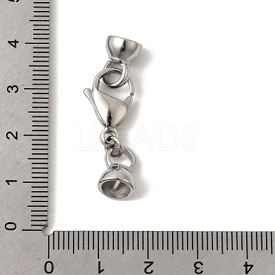 304 Stainless Steel Lobster Claw Clasps and Cord End High Polished STAS-B128-08P-02-1