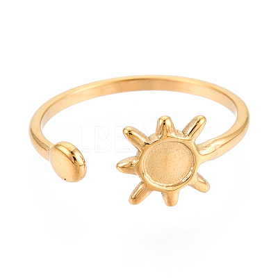 Sun 304 Stainless Steel Cuff Ring Components STAS-T066-34G-1