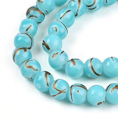 Baking Paint Glass Beads Strands DGLA-N010-8mm-03-1