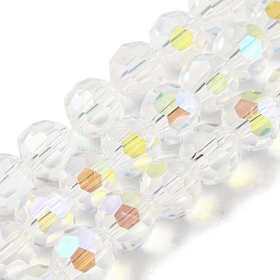 Electroplate Transparent Glass Beads Strands EGLA-A035-T8mm-L19-1