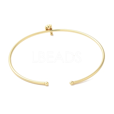Rack Plating Brass Micro Pave Clear Cubic Zirconia Letter Open Cuff Bangles BJEW-A018-01G-P-1