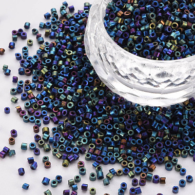 Frosted Plated Glass Cylinder Beads SEED-S047-F-001-1