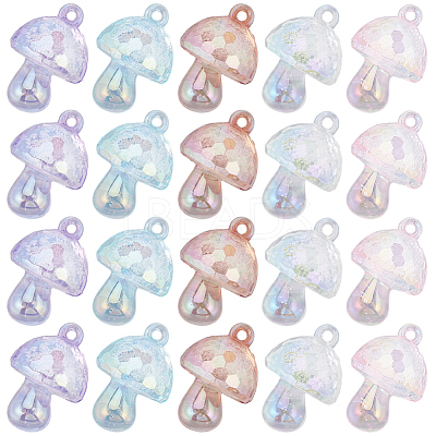 24Pcs 6 Colors Bubble Style Transparent Acrylic Pendants MUSH-SC0001-01-1