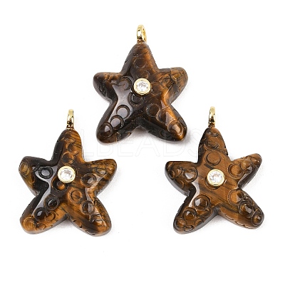 Natural Tiger Eye Pendants G-H353-01G-08-1