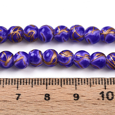 Baking Paint Glass Beads Strands DGLA-N010-6mm-06-1